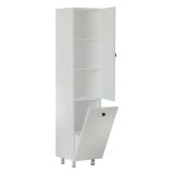 Mobile Colonna Bianco 2 Ripiani 2 Ante 35x32x155h cm, Portabiancheria - Cropani