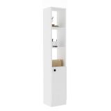 Mobile Colonna Bianco 3 Ripiani Un'anta 30x30x170h cm, 5 Vani - Leuca
