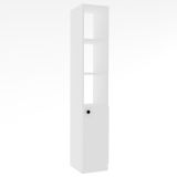 Mobile Colonna Bianco 3 Ripiani Un'anta 30x30x170h cm, 5 Vani - Leuca