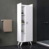 Mobile Colonna Bianco 3 Ripiani Un'anta 50x32x140h cm, 4 Vani - Forchia