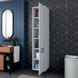 Mobile Colonna Bianco 5 Ripiani 2 Ante 40x40x199h cm, 6 Vani - Dumenza