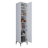 Mobile Colonna Bianco 5 Ripiani 2 Ante 40x40x199h cm, 6 Vani - Dumenza