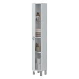 Mobile Colonna Bianco Lucido Grigio 3 Ripiani 2 Ante 30x25x182h cm, Reversibile - Nin