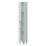 Mobile Colonna Bianco Lucido Grigio 3 Ripiani 2 Ante 30x25x182h cm, Reversibile - Nin