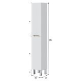 Mobile Colonna Bianco Lucido Marrone Rovere 3 Ripiani 2 Ante 30x25x182h cm, Reversibile - Trogir
