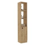 Mobile Colonna Marrone Rovere 3 Ripiani Un'anta 30x30x170h cm, 5 Vani - Leuca