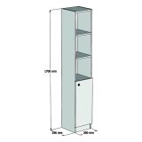 Mobile Colonna Marrone Rovere 3 Ripiani Un'anta 30x30x170h cm, 5 Vani - Leuca