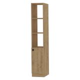 Mobile Colonna Marrone Rovere 3 Ripiani Un'anta 30x30x170h cm, 5 Vani - Leuca