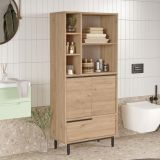 Mobile Colonna Marrone Rovere 4 Ripiani 3 Ante 75x36x162h cm, 8 Vani - Fermana