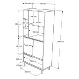 Mobile Colonna Marrone Rovere 4 Ripiani 3 Ante 75x36x162h cm, 8 Vani - Fermana