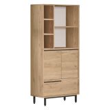 Mobile Colonna Marrone Rovere 4 Ripiani 3 Ante 75x36x162h cm, 8 Vani - Fermana