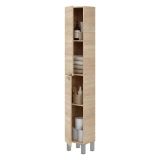 Mobile Colonna Marrone Rovere Grigio 3 Ripiani 2 Ante 30x25x182h cm, Reversibile - Nin