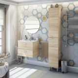 Mobile Colonna Marrone Rovere Grigio 3 Ripiani 2 Ante 30x25x182h cm, Reversibile - Nin