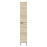 Mobile Colonna Marrone Rovere Grigio 3 Ripiani 2 Ante 30x25x182h cm, Reversibile - Nin