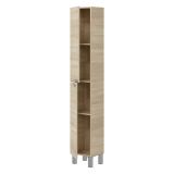 Mobile Colonna Marrone Rovere Grigio 3 Ripiani 2 Ante 30x25x182h cm, Reversibile - Nin