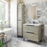 Mobile Colonna Marrone Rovere Grigio Nero Antracite 3 Ripiani 2 Ante 30x25x182h cm, Reversibile - Trogir