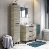 Mobile Colonna Marrone Rovere Grigio Nero Antracite un Cassetto 3 Ripiani 35x31x182h cm, 2 Ante - Alka