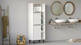 Mobile colonna Mimas, Pensile bagno o cucina, Armadio alto multifunzione, Mobiletto multiuso, 160x36 h45 cm, Bianco