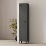 Mobile colonna Mirtillo, Pensile bagno o cucina, Armadio alto multifunzione, Mobiletto multiuso, 38x38 h180 cm, Ardesia