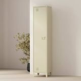 Mobile colonna Mirtillo, Pensile bagno o cucina, Armadio alto multifunzione, Mobiletto multiuso, 38x38 h180 cm, Panna