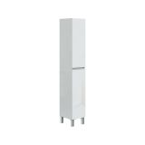 Mobile colonna Pifer, Pensile bagno o cucina, Armadio alto multifunzione, Mobiletto multiuso, 30x35 h182 cm, Bianco lucido