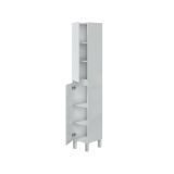 Mobile colonna Pifer, Pensile bagno o cucina, Armadio alto multifunzione, Mobiletto multiuso, 30x35 h182 cm, Bianco lucido