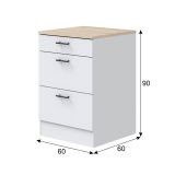 Mobile con cassetti 60x90h cm bianco e rovere - Sirea