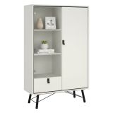 Mobile con vetrina 2 ante 101x40x161h cm bianco e nero - Mora