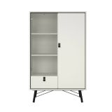 Mobile con vetrina 2 ante 101x40x161h cm bianco e nero - Mora