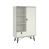 Mobile con vetrina 2 ante 101x40x161h cm bianco e nero - Mora