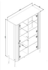 Mobile con vetrina 2 ante 110x39x160h cm bianco - Cimino
