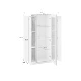Mobile con vetrina 3 ante salotto 80x38x121h cm bianco lucido e acero - Ablaze