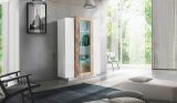 Mobile con vetrina 3 ante salotto 80x38x121h cm bianco lucido e acero - Ablaze