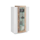 Mobile con vetrina 3 ante salotto 80x38x121h cm bianco lucido e acero - Ablaze