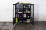 Mobile con vetrina 4 ante 100x41x146h cm antracite lucido - Agostino