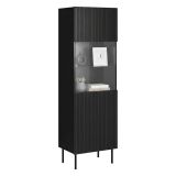 Mobile con vetrina cannettato 59x42x182h cm nero - Luzzana