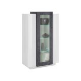 Mobile con vetrina da soggiorno 3 ante 80x38x121h cm bianco lucido e ardesia - Ablaze