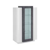 Mobile con vetrina da soggiorno 3 ante 80x38x121h cm bianco lucido e ardesia - Ablaze