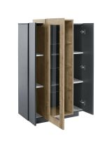Mobile con vetrina design 3 ante 80x38x121h cm antracite e acero - Ablaze