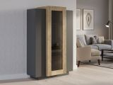 Mobile con vetrina design 3 ante 80x38x121h cm antracite e acero - Ablaze