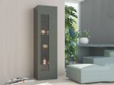 Mobile con vetrina elegante 45x34x162h cm antracite lucido - Adatka