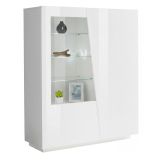 Mobile con vetrina grande 2 ante 120x43x146h cm bianco lucido - Ask