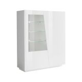 Mobile con vetrina grande 2 ante 120x43x146h cm bianco lucido - Ask
