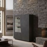 Mobile con vetrina moderno soggiorno 2 ante 120x43x146h cm ardesia - Ask