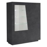 Mobile con vetrina moderno soggiorno 2 ante 120x43x146h cm ardesia - Ask