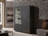 Mobile con vetrina moderno soggiorno 2 ante 120x43x146h cm ardesia - Ask