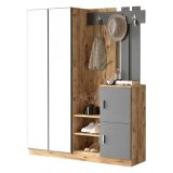 Mobile da ingresso 3 ante con specchio quercia e antracite 147x179h cm - Arcibaldo