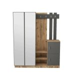 Mobile da ingresso 3 ante con specchio quercia e antracite 147x179h cm - Arcibaldo