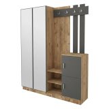 Mobile da ingresso 3 ante con specchio quercia e antracite 147x179h cm - Arcibaldo