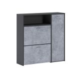 Mobile da ingresso Adriatico, Entratina appendiabiti, Composizione per atrio, Consolle portaoggetti multifunzione, 92x27h94 cm, Antracite e Cemento